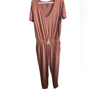 Vuori all day jumpsuit romper brown terracotta medium